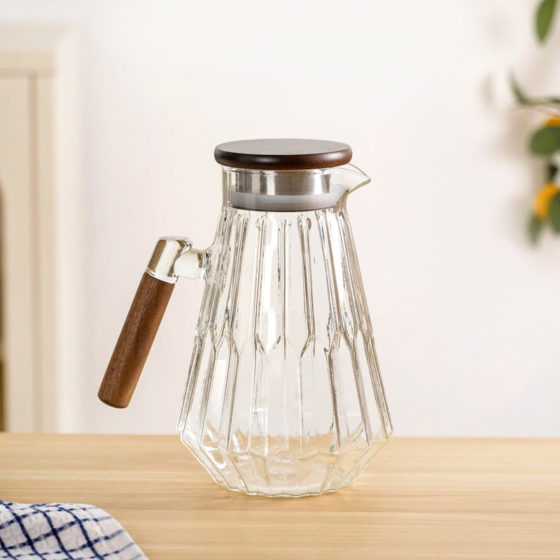 Embossed Geometric Borosilicate Glass Jug 1600ml