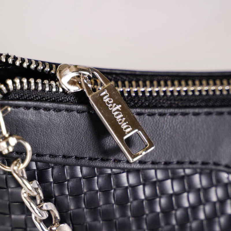 Embossed Solid Black Shoulder Bag For Ladies