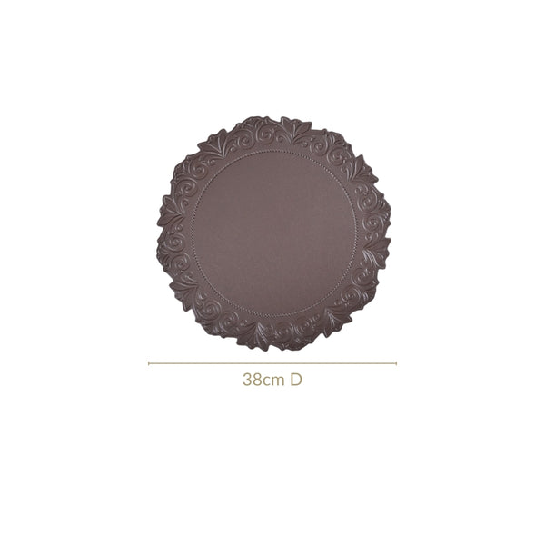 Embossed Brown Round Placemat Set Of 6