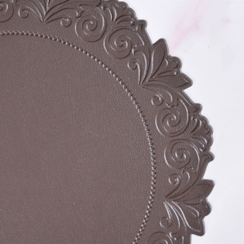 Embossed Brown Round Placemat Set Of 6