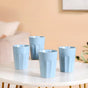 Embossed Ceramic Tea Cup Set Of 4 Baby Blue 200ml
