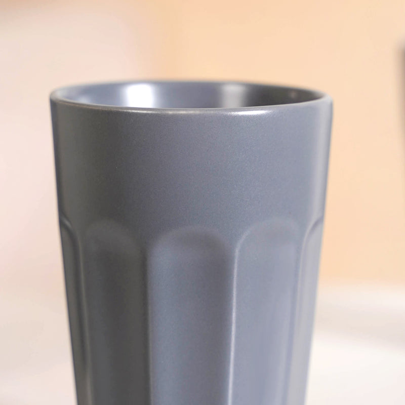 Embossed Ceramic Tea Cup Set Of 4 Grey 200ml