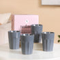 Embossed Ceramic Tea Cup Set Of 4 Grey 200ml