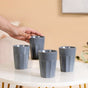 Embossed Ceramic Tea Cup Set Of 4 Grey 200ml