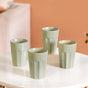 Embossed Ceramic Tea Cup Set Of 4 Sage Green 200ml