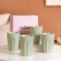 Embossed Ceramic Tea Cup Set Of 4 Sage Green 200ml