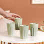 Embossed Ceramic Tea Cup Set Of 4 Sage Green 200ml