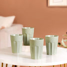Retro Fluted Tumbler Small Set Of 4 Sage Green 200ml