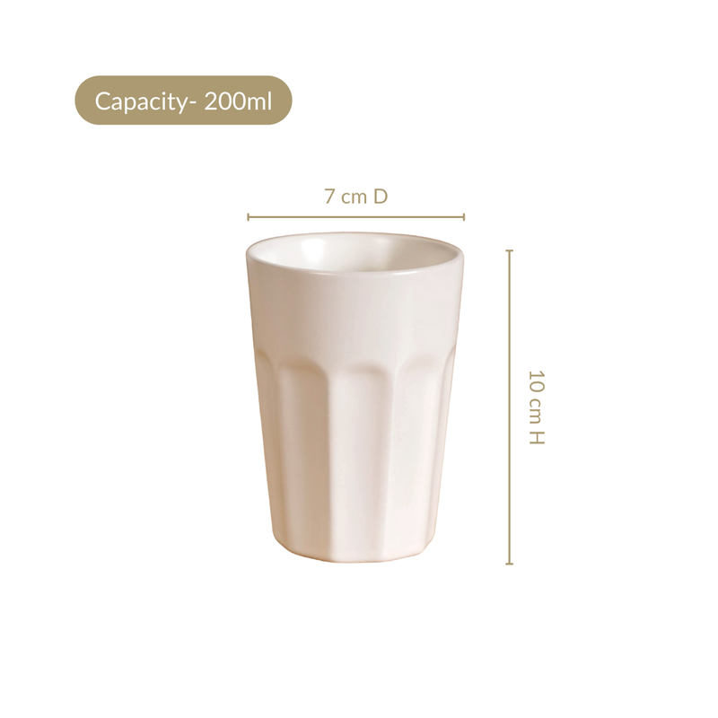 Embossed Ceramic Tea Cup Set Of 4 White 200ml