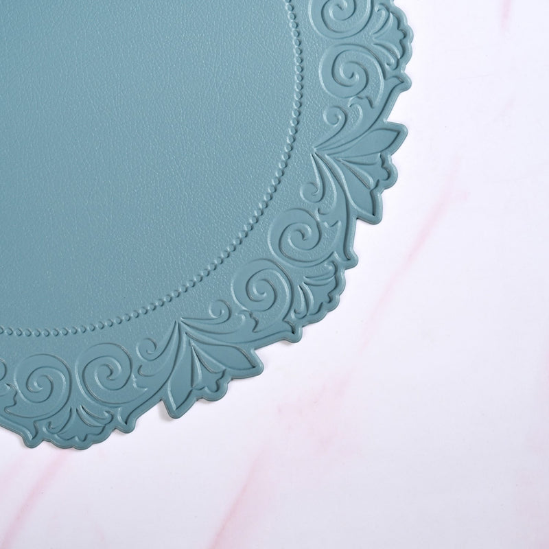 Embossed Cerulean Round Placemat Set Of 6