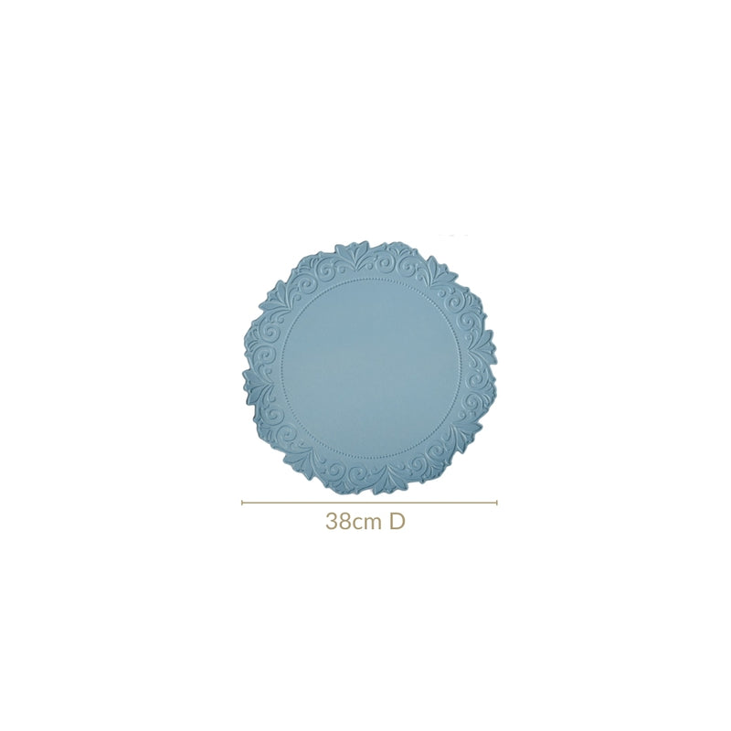 Embossed Cerulean Round Placemat Set Of 6