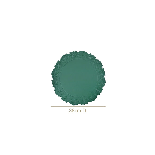 Embossed Green Round Placemat Set Of 6