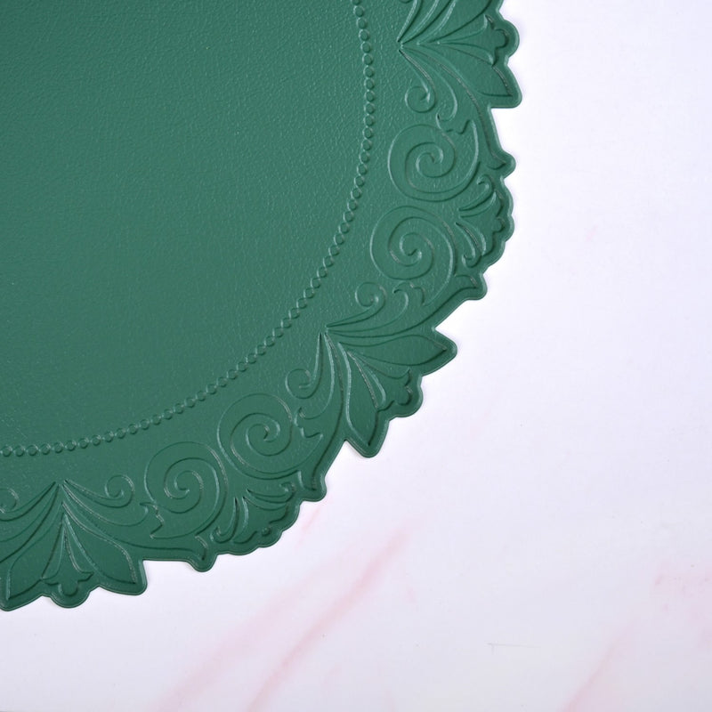 Embossed Green Round Placemat Set Of 6