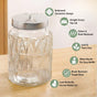 Embossed Jar With Butterfly Accent Knob Set Of 4 1000ml