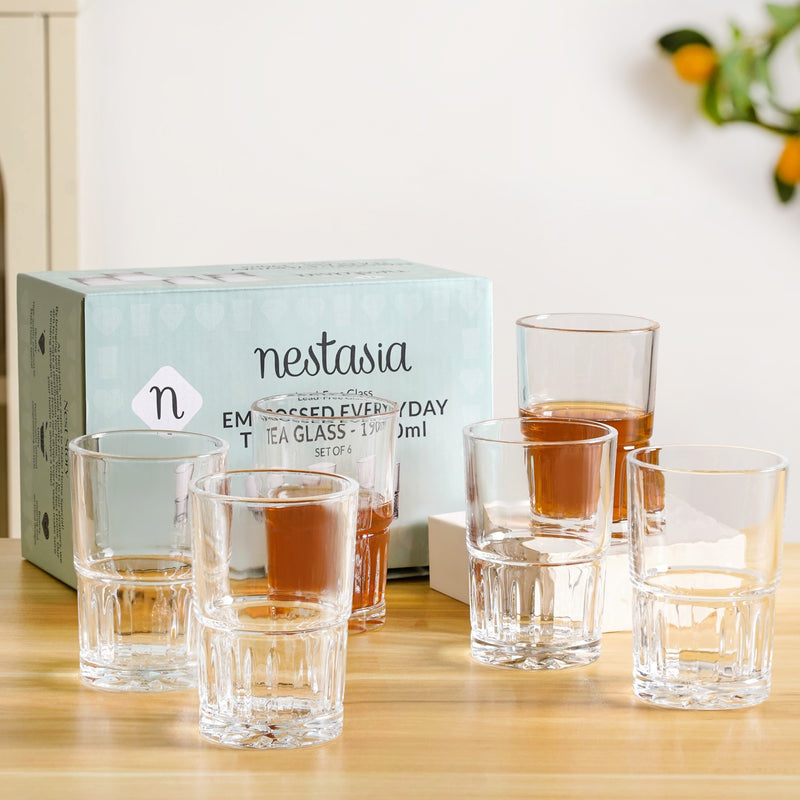 Embossed Tea Glass Set Of 6 190ml