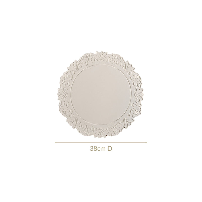 Embossed White Round Placemat Set Of 6
