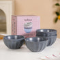 Embossed Grey Ceramic Bowl Set Of 4 580ml