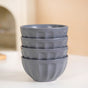 Embossed Grey Ceramic Bowl Set Of 4 580ml