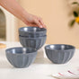 Embossed Grey Ceramic Bowl Set Of 4 580ml