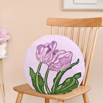 Embroidered Lilac Petal Cushion Cover 40cm