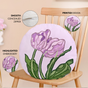Embroidered Lilac Petal Cushion Cover 40cm