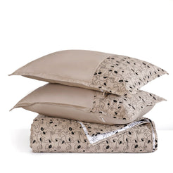 Embroidered King Size Bed Cover Beige
