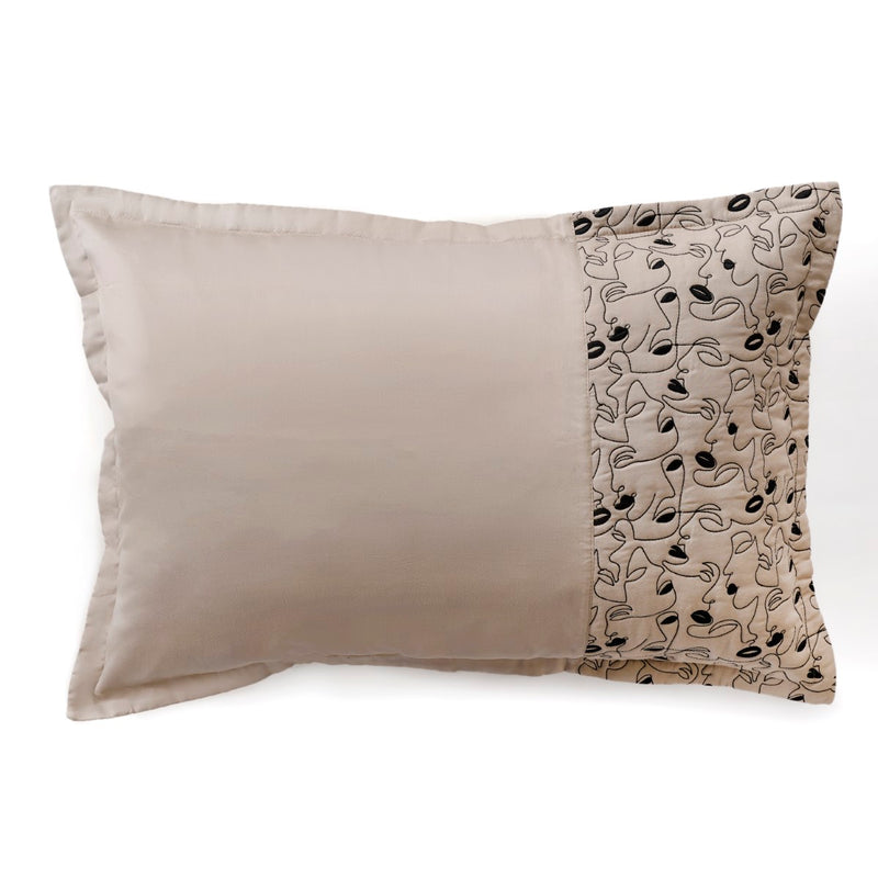 Embroidered King Size Bed Cover Beige