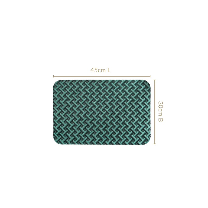 Emerald Green Basketweave Pattern Tablemat Set Of 6