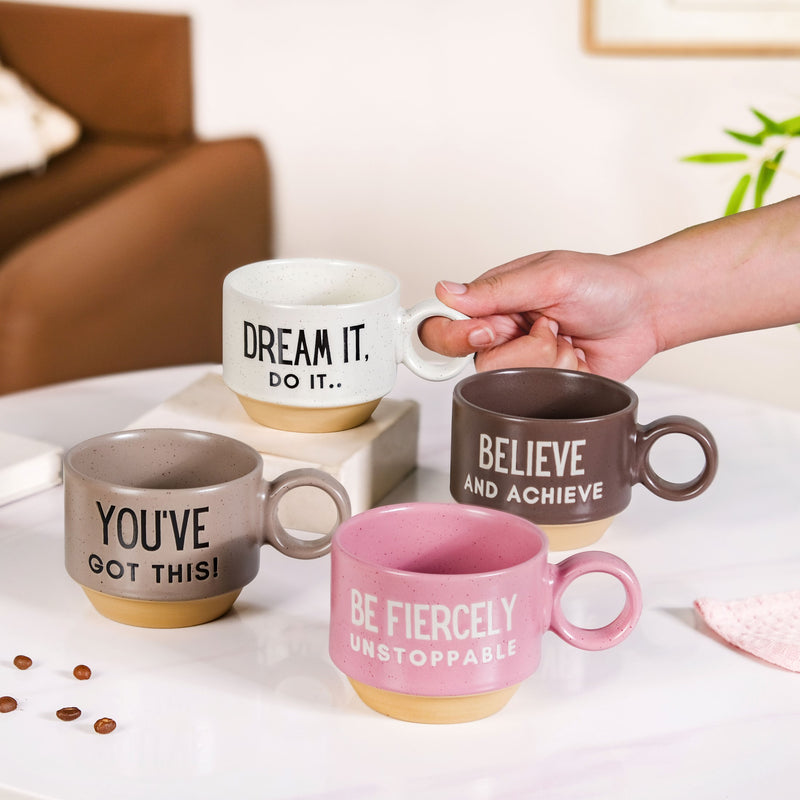 Empowering Quotes Stackable Tea Cup Set Of 4 215ml