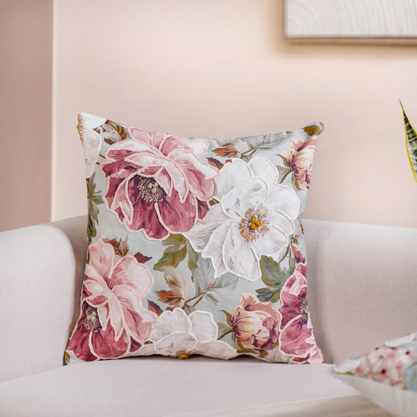 Enchanted Garden Embroidered Cotton Cushion Cover Set Of 2 40x40cm