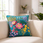 Enchanted Flora Cotton Embroidered Cushion Cover 40x40cm