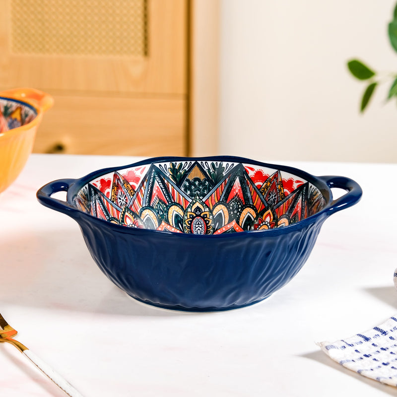 Enchanting Boho Ceramic Serving Bowl Blue 1500ml