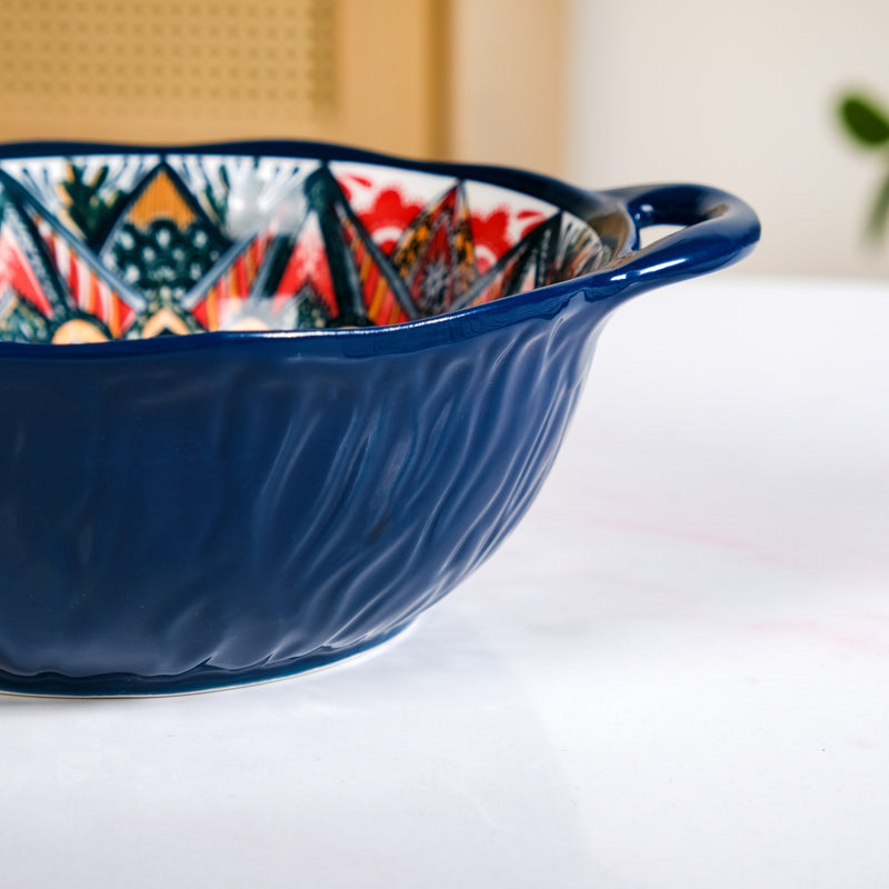 Enchanting Boho Ceramic Serving Bowl Blue 1500ml