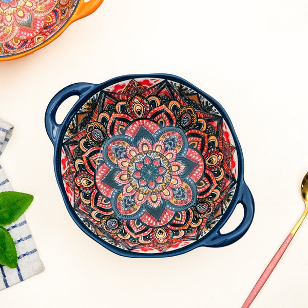 Mandala Melange Ceramic Serving Bowl Blue 1500ml