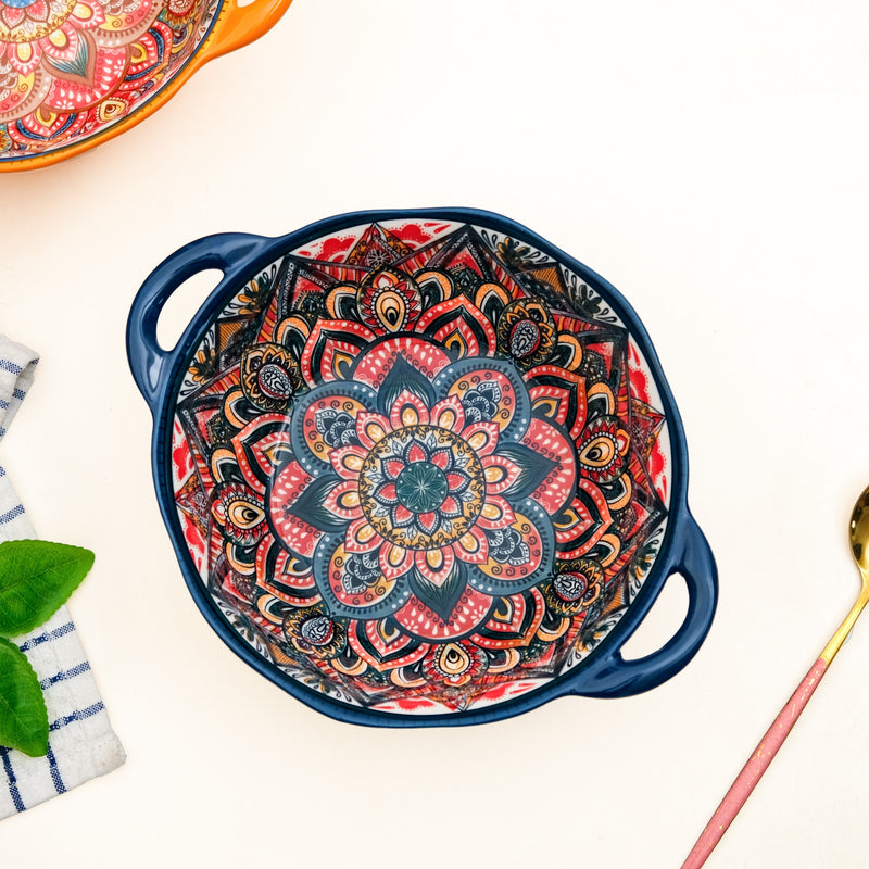 Enchanting Boho Ceramic Serving Bowl Blue 1500ml