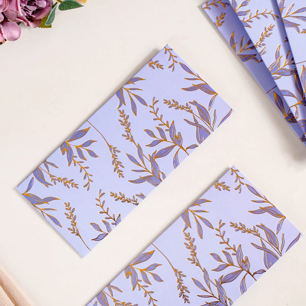 Lavender Leaf Paper Money Envelope For Weddings Set Of 12