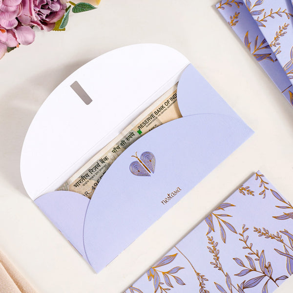 Lavender Leaf Paper Money Envelope For Weddings Set Of 12