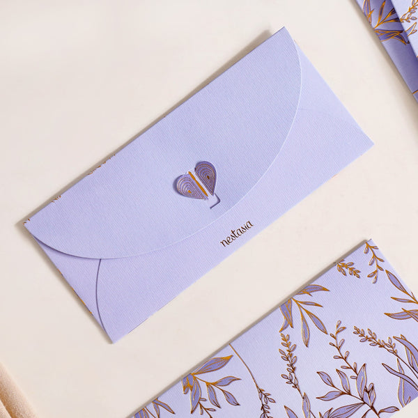 Lavender Leaf Paper Money Envelope For Weddings Set Of 12