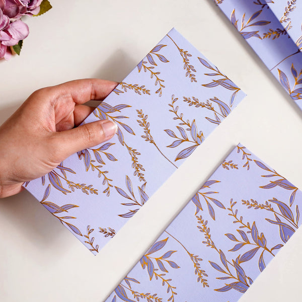 Lavender Leaf Paper Money Envelope For Weddings Set Of 12