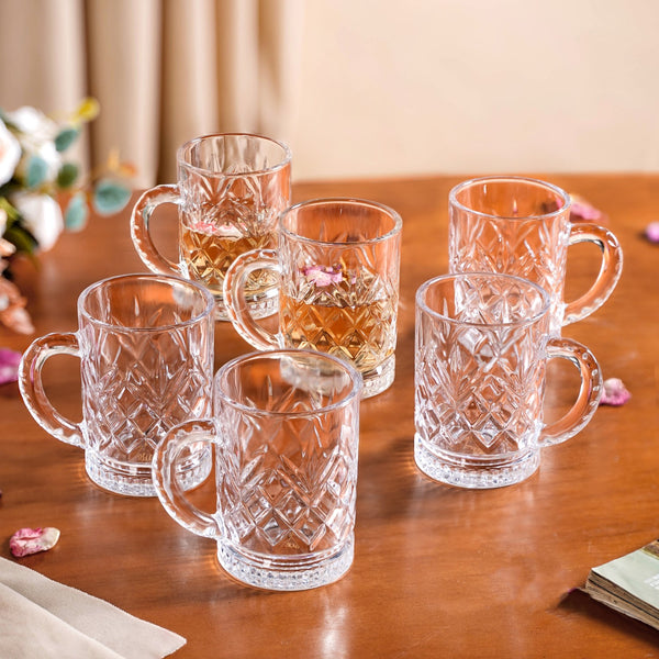 Engraved Glass Mugs Set Of 6 220ml