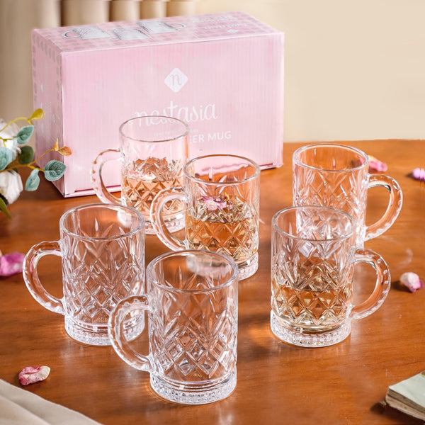 Engraved Glass Mugs Set Of 6 220ml