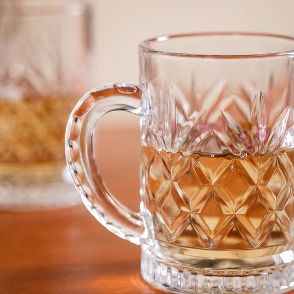 Engraved Glass Mugs Set Of 6 220ml