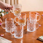 Engraved Glass Coffee Mugs Set Of 6 220ml