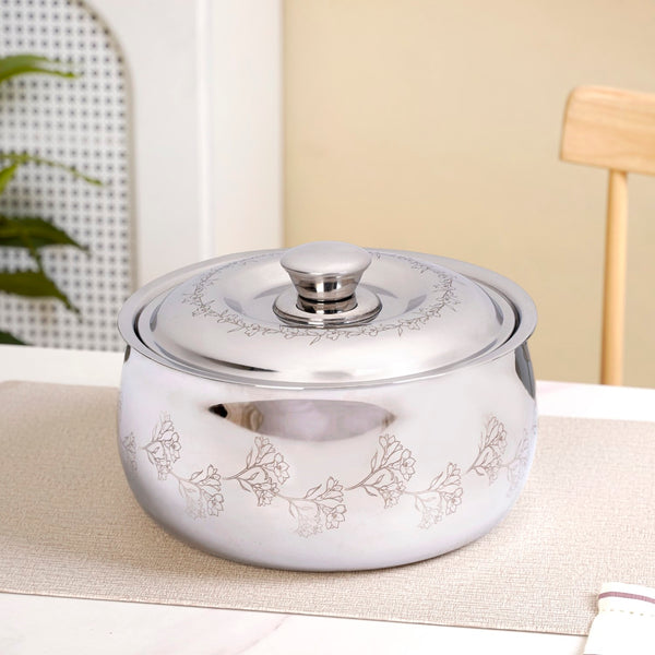 Engraved Floral Insulated Stainless Steel Casserole 3000ml