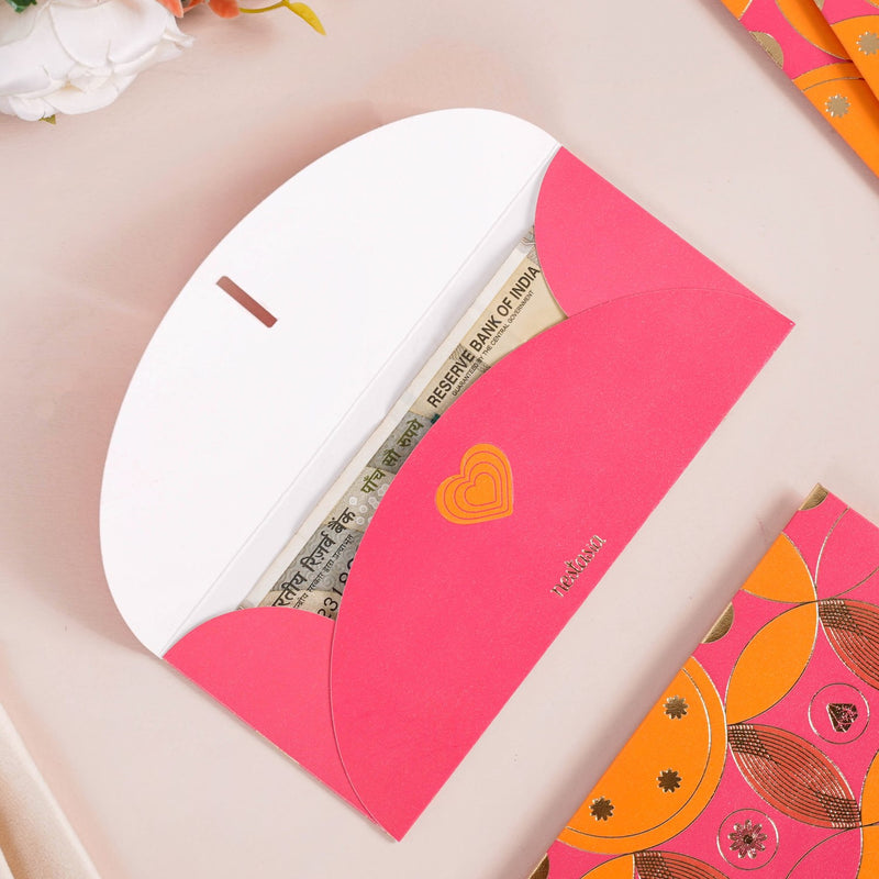 Geometric Luxury Shagun Envelope Set Of 12 Hot Pink