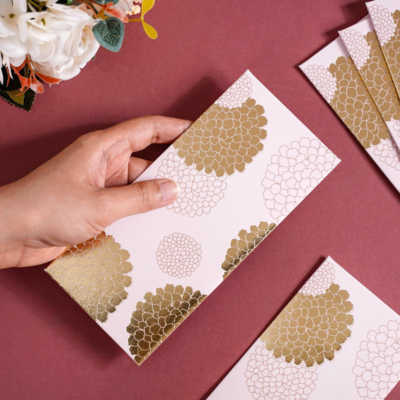 Set Of 12 Marigold Fancy Shagun Envelope