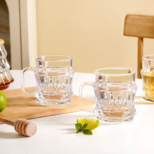 Etched Glass Tea Cup Set Of 6 165ml