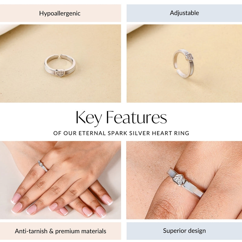 Eternal Spark Silver Heart Ring