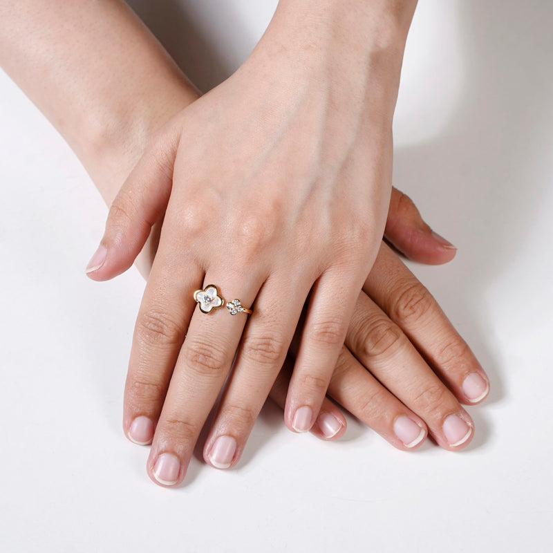 Ethereal Bloom Gold Bypass Ring