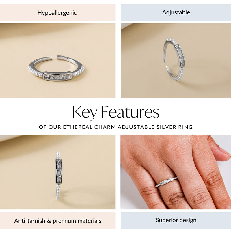 Ethereal Charm Adjustable Silver Ring